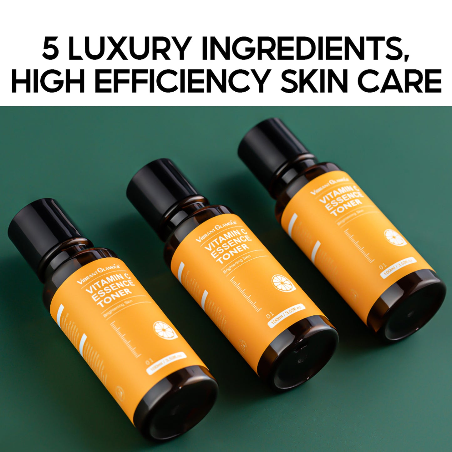 VIBRANT GLAMOUR Vitamin C Whitening Set Facial Essence Toner + Serum +Cream + Sunscreen Skincare Gentle