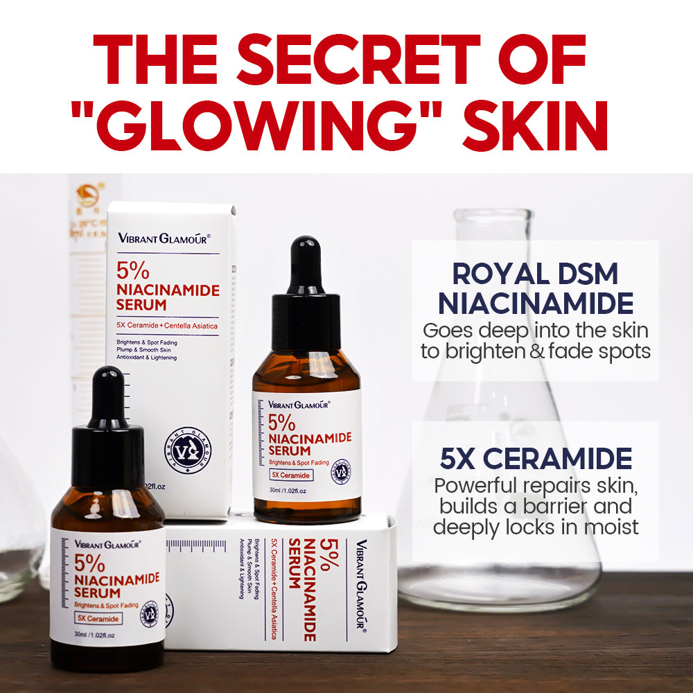 VIBRANT GLAMOUR FDA Niacinamide Whitening Repairing 3 Pieces Set retinol face cream+ 5% Niacinamide Serum+ 2% Niacinamide Toner Ceramide Skin Barrier Repair Brightening Lighten Spots Whitening Skin Care Set Hydrating Acne