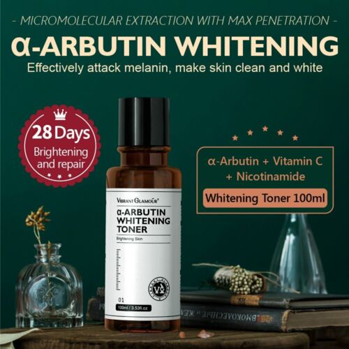 VIBRANT GLAMOUR FDA α-Arbutin Whitening Serum, α-Arbutin Toner & Sunscreen -  Niacinamide Brightening Facial Essence Fade Dark Spot Melasma Hydrating Skincare Comfort