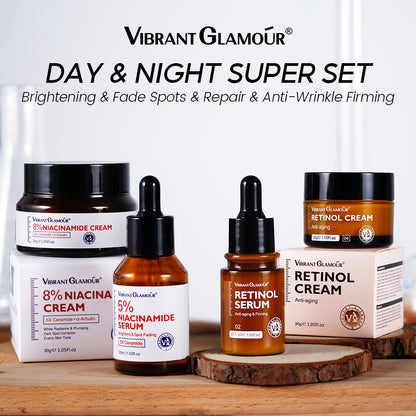 VIBRANT GLAMOUR FDA Japan 8% Royal Niacinamide Set + 2.5% Retinol Set - Anti-melasma, Anti-acne, Anti-aging, Brightening and Smoothening Skincare