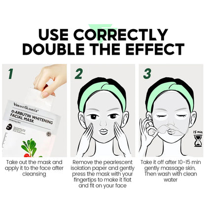 VIBRANT GLAMOUR α-Arbutin Whitening Facial Mask Instant Brightening Hydrating Niacinamide