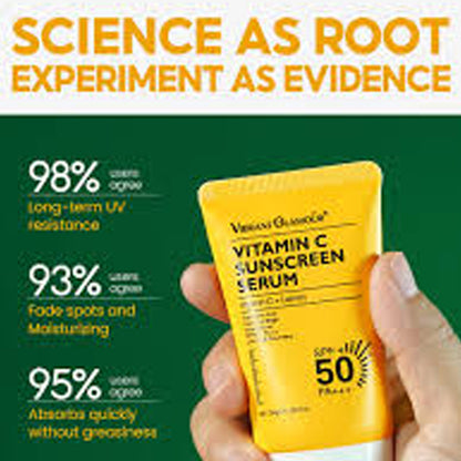 VIBRANT GLAMOUR - 30g Vitamin C Sunscreen Cream Whitening Spot Proof Repair Sunscreen SPF 50+ PA+++ UVA/UVB Sunblock 50X C Lemon 3X Ceramide Skin Barrier Repair Brightening Fade Dark Spots Skin Moisturizing