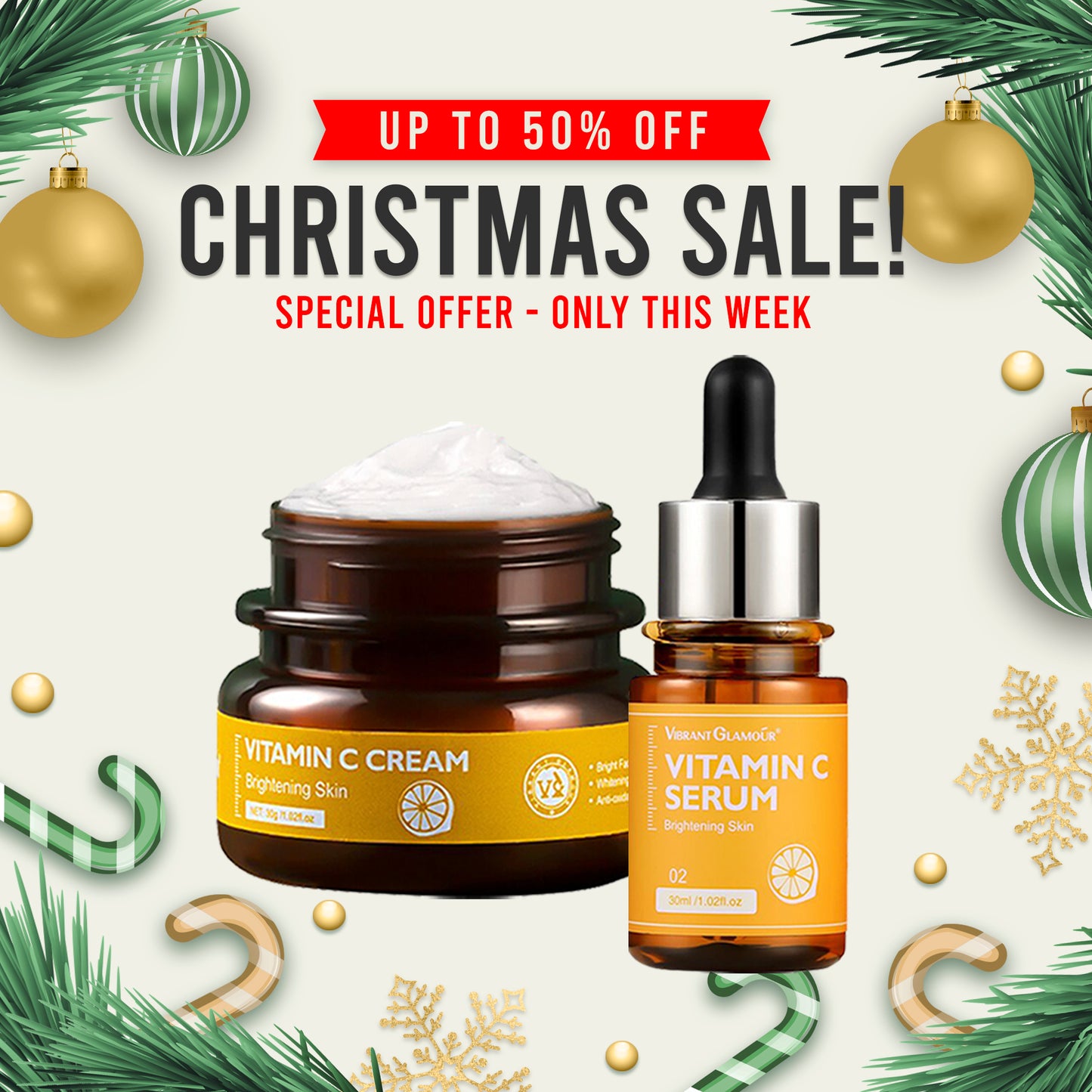 BUY 1 GET 1 VIBRANT GLAMOUR Vitamin C Serum & Cream