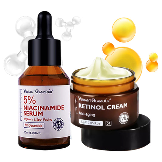 VIBRANT GLAMOUR FDA A+B Facial Combo 5% Royal Niacinamide Serum+Retinol Cream Improve Skin Barrier 2Pcs Skincare Hydrating