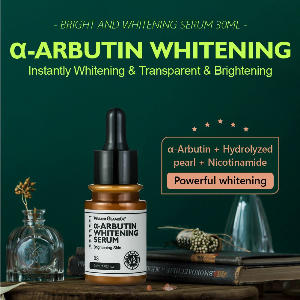 VIBRANT GLAMOUR FDA Alpha-Arbutin Whitening Serum Niacinamide Vitamin C Brightening Facial Essence Fade Dark Spot Melasma