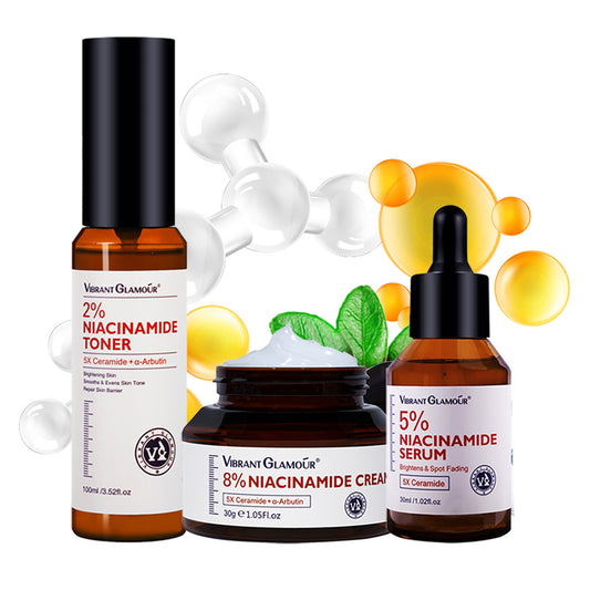 VIBRANT GLAMOUR 8% Niacinamide Whitening Face Cream 5% Niacinamide Serum & Niacinamide Toner Set 5X Ceramide 3X Centella Skin Barrier Repair Skincare Acne