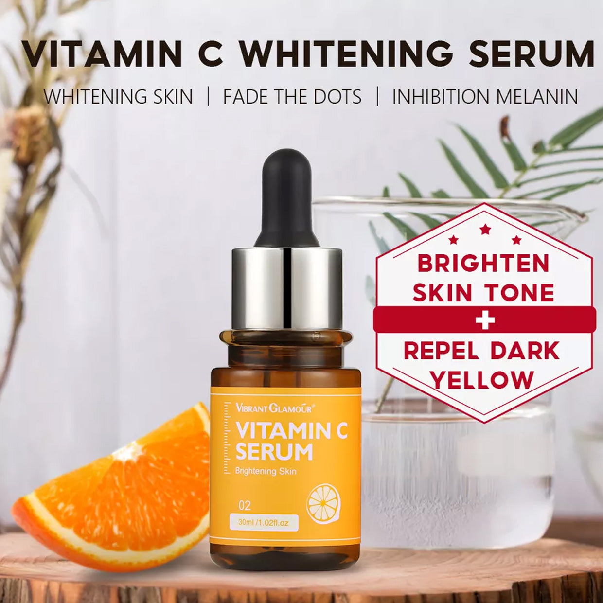 VIBRANT GLAMOUR FDA Vitamin C Face Serum Cream Spf 50+ Sunscreen Cream Whitening Combo Set Facial Skin Brighten(1 vit C serum + 1 vit C cream + 1 Sunscreen) Skincare Toner