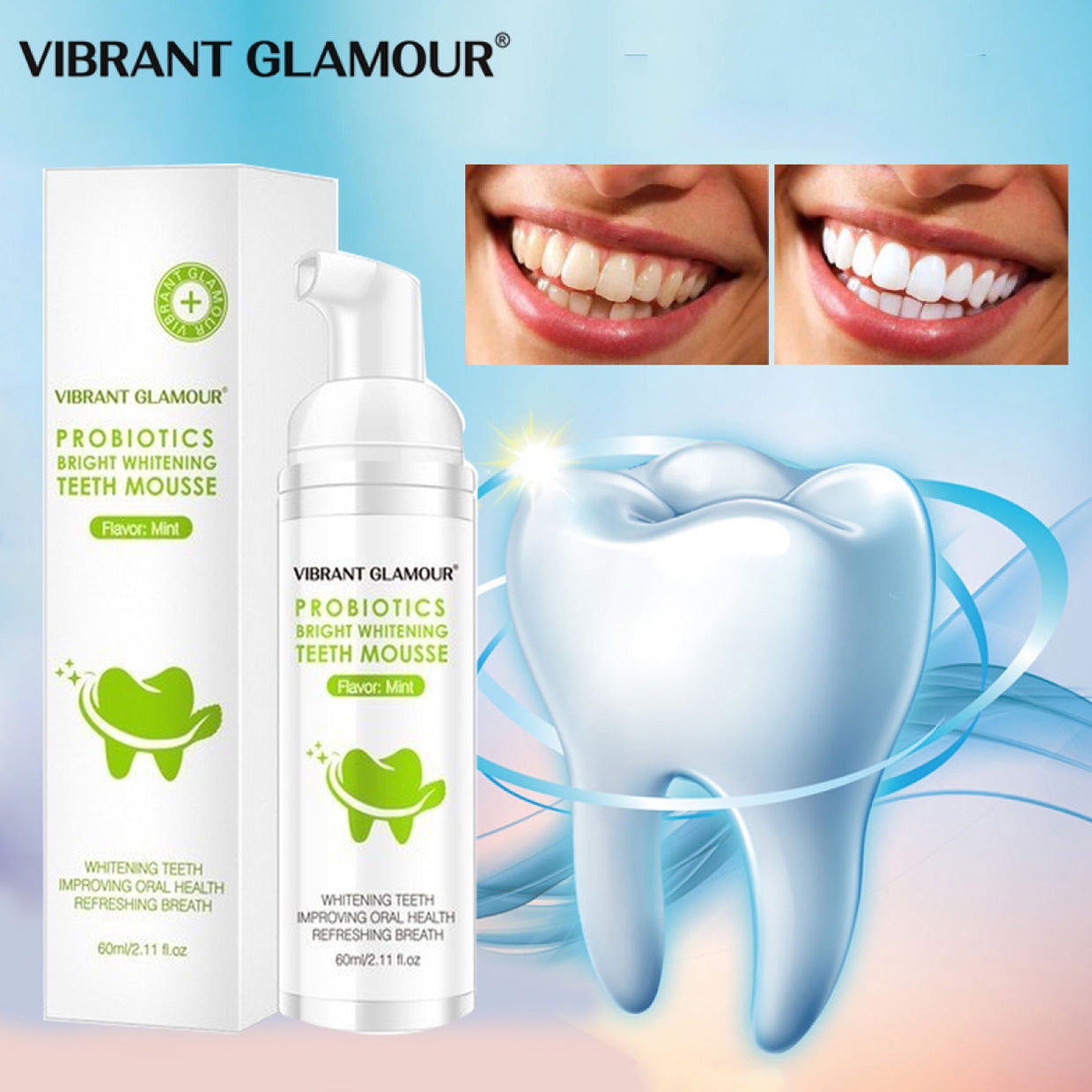 VIBRANT GLAMOUR FDA PROBIOTICS WHITENING TEETH MOUSSE