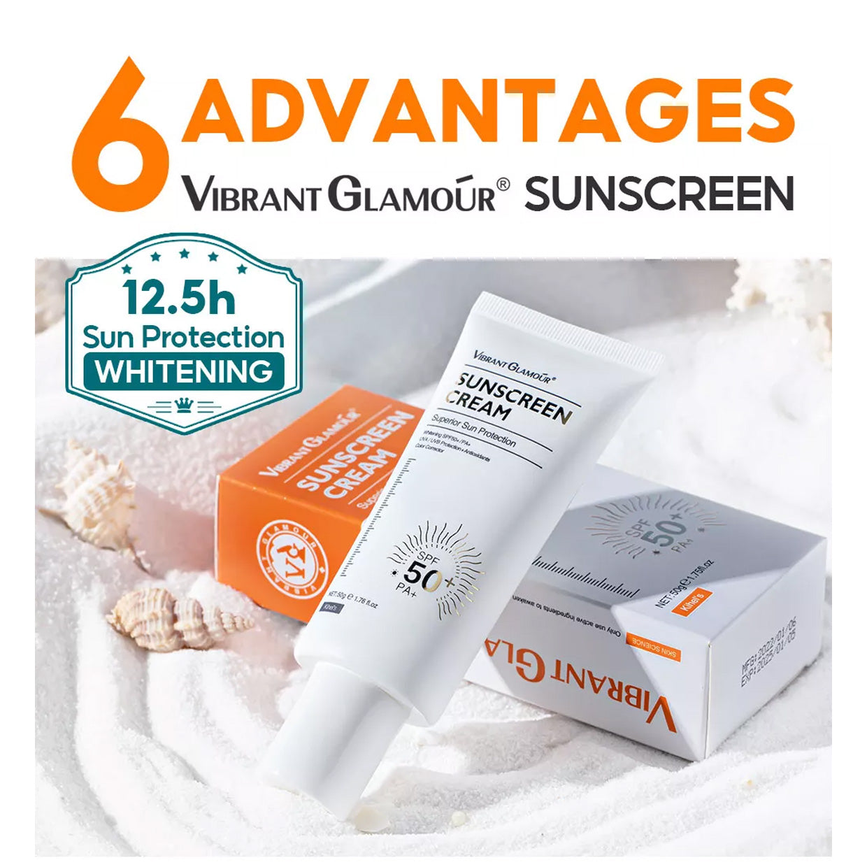 VIBRANT GLAMOUR Vitamin C Whitening Set Facial Essence Toner + Serum +Cream  + Sunscreen Skincare Gentle