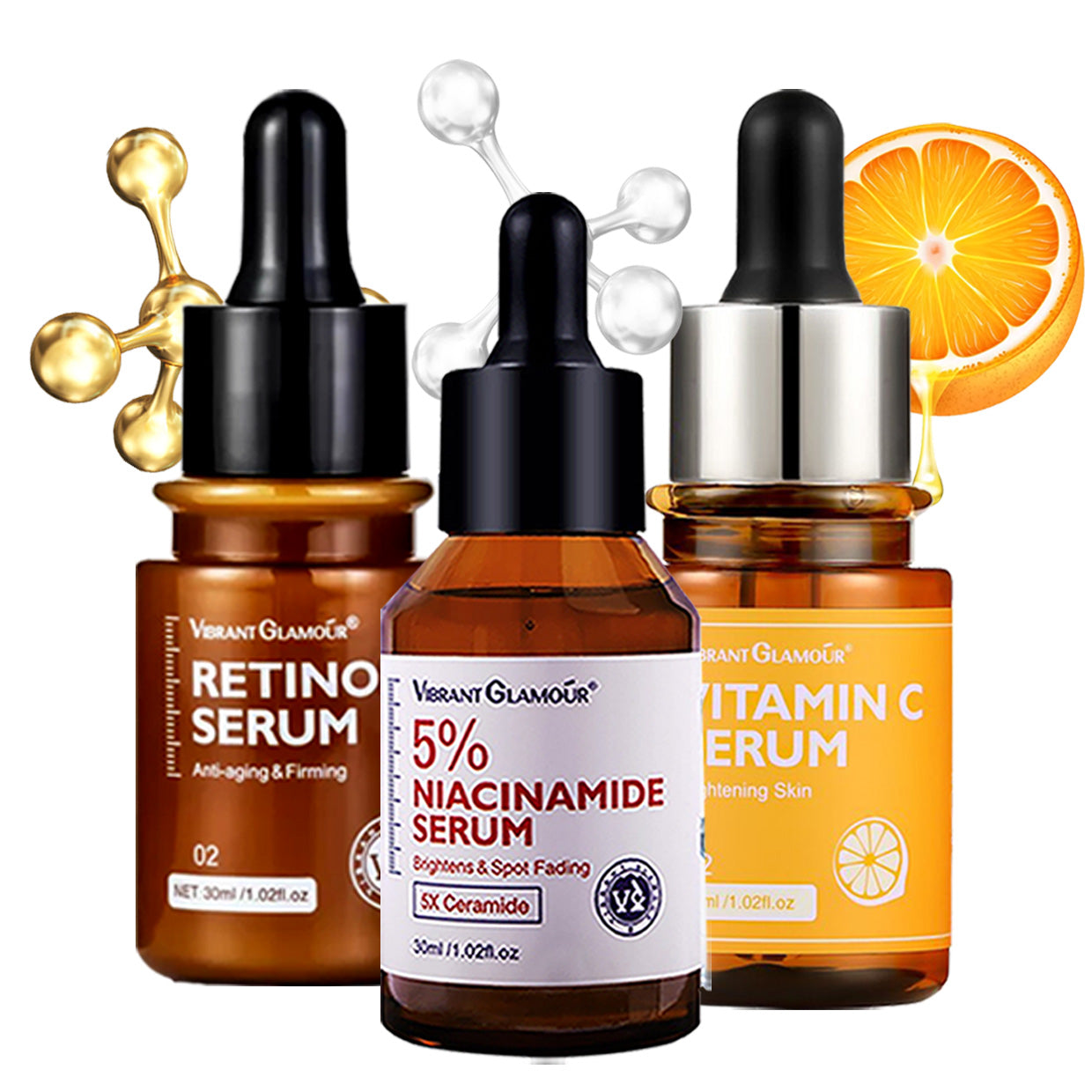 Vibrant Glamour FDA Serum Sets for Acne-prone, Sensitive, Oily/Dry/Combination Skin - 30ml