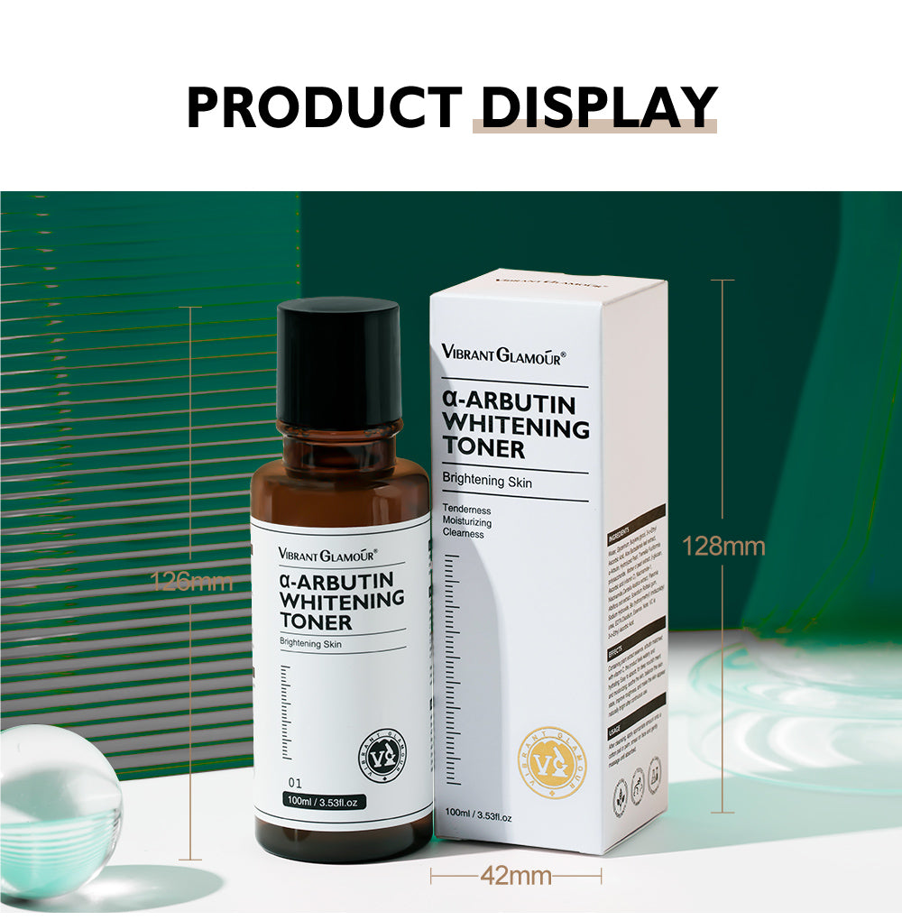 VIBRANT GLAMOUR FDA α-Arbutin Whitening Serum, α-Arbutin Toner & Sunscreen -  Niacinamide Brightening Facial Essence Fade Dark Spot Melasma Hydrating Skincare Comfort