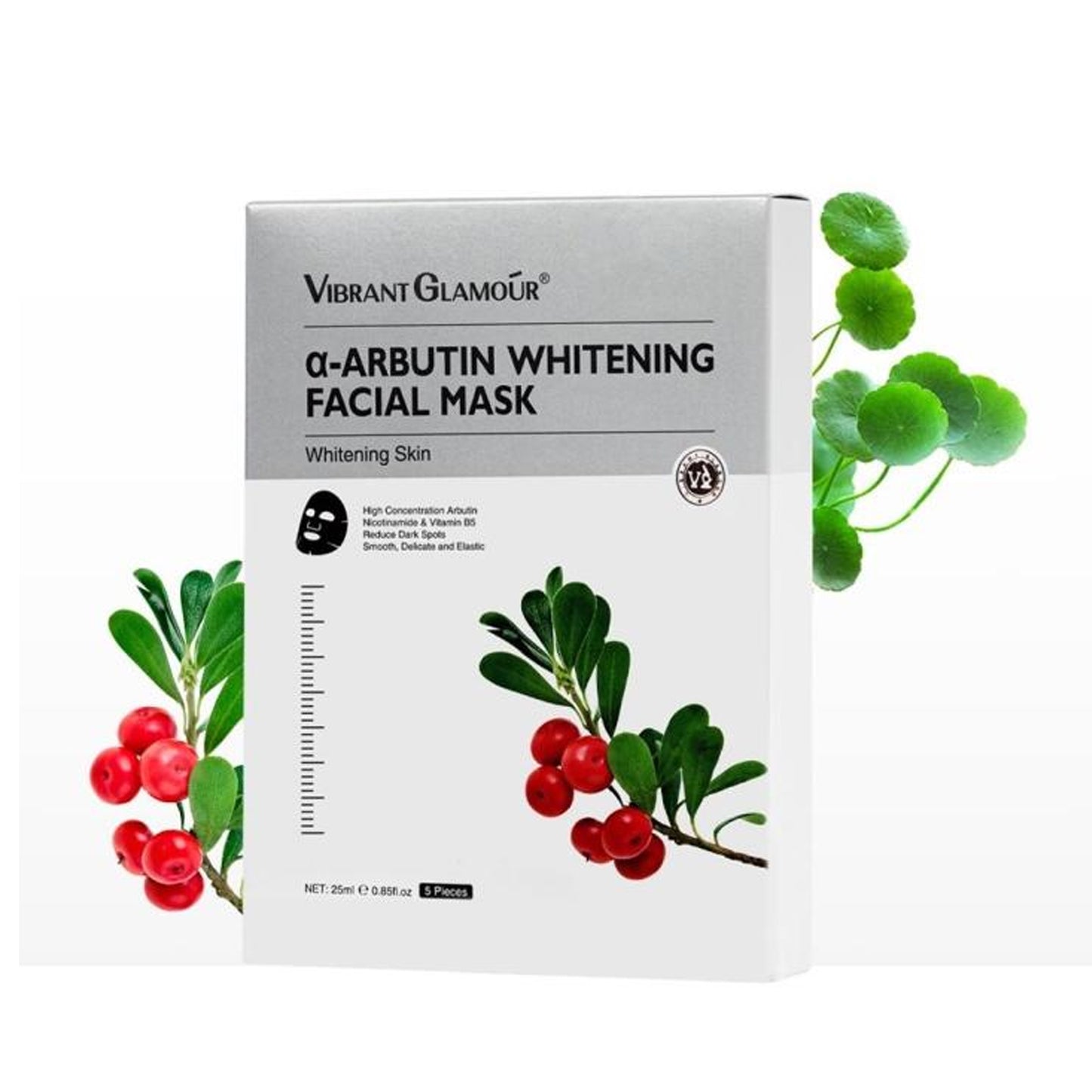 VIBRANT GLAMOUR α-Arbutin Whitening Facial Mask Instant Brightening Hydrating Niacinamide