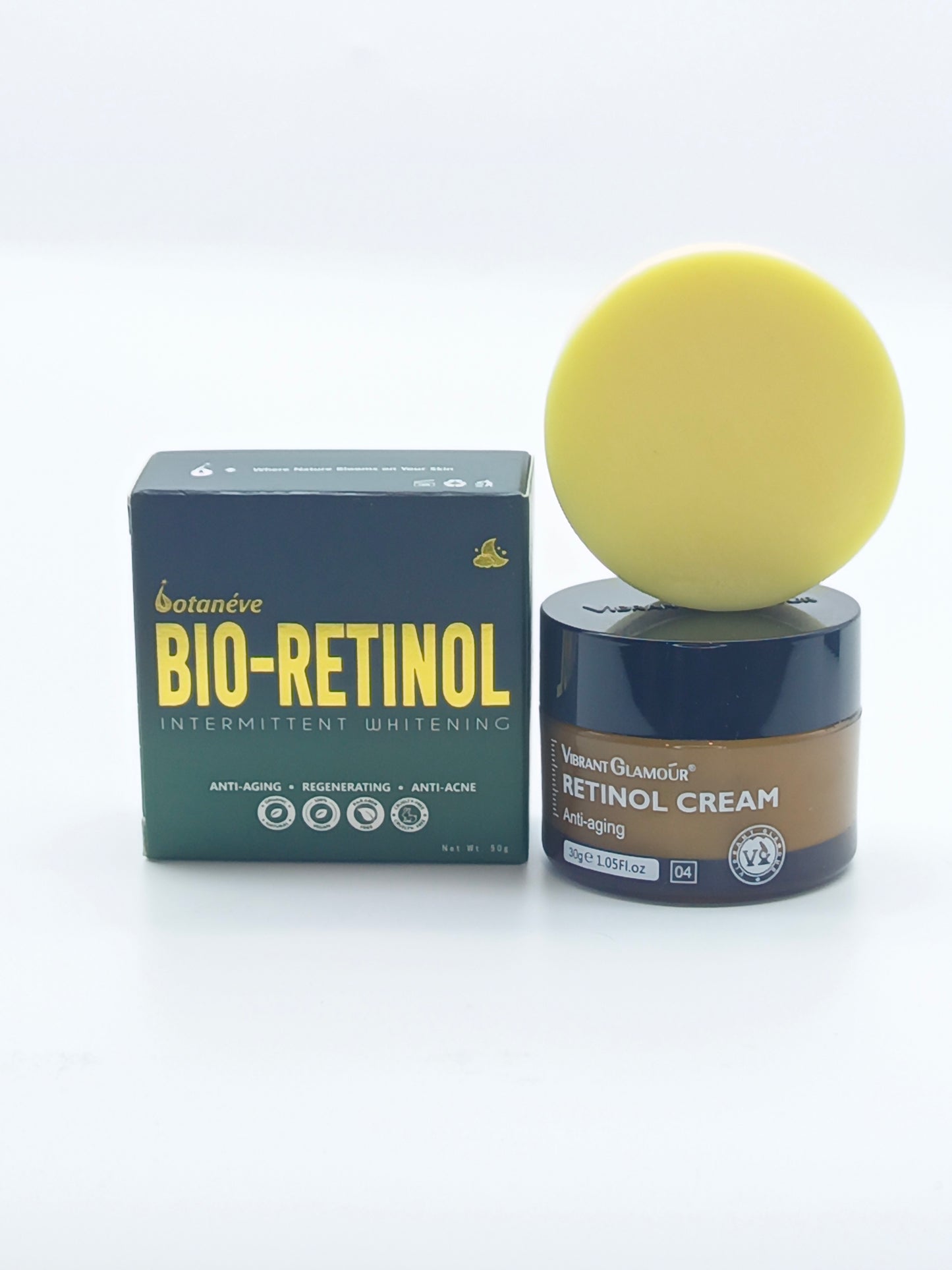 VG Vibrant Glamour - Retinol Cream & Botanéve Bio-Retinol 50g Intermittent Whitening Regenerating Soap for Anti-Aging