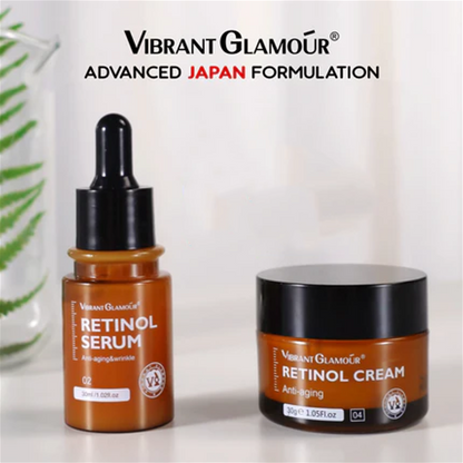 Vibrant Glamour Anti-aging Skin Care set - Retinol Cream, Serum FDA 2.5% Retinol + Hyaluronic, Shea Butter