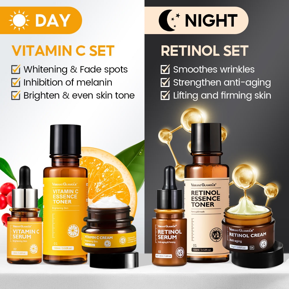 Vibrant Glamour Anti-aging Skin Care set - Retinol Cream, Serum FDA 2.5% Retinol + Hyaluronic, Shea Butter