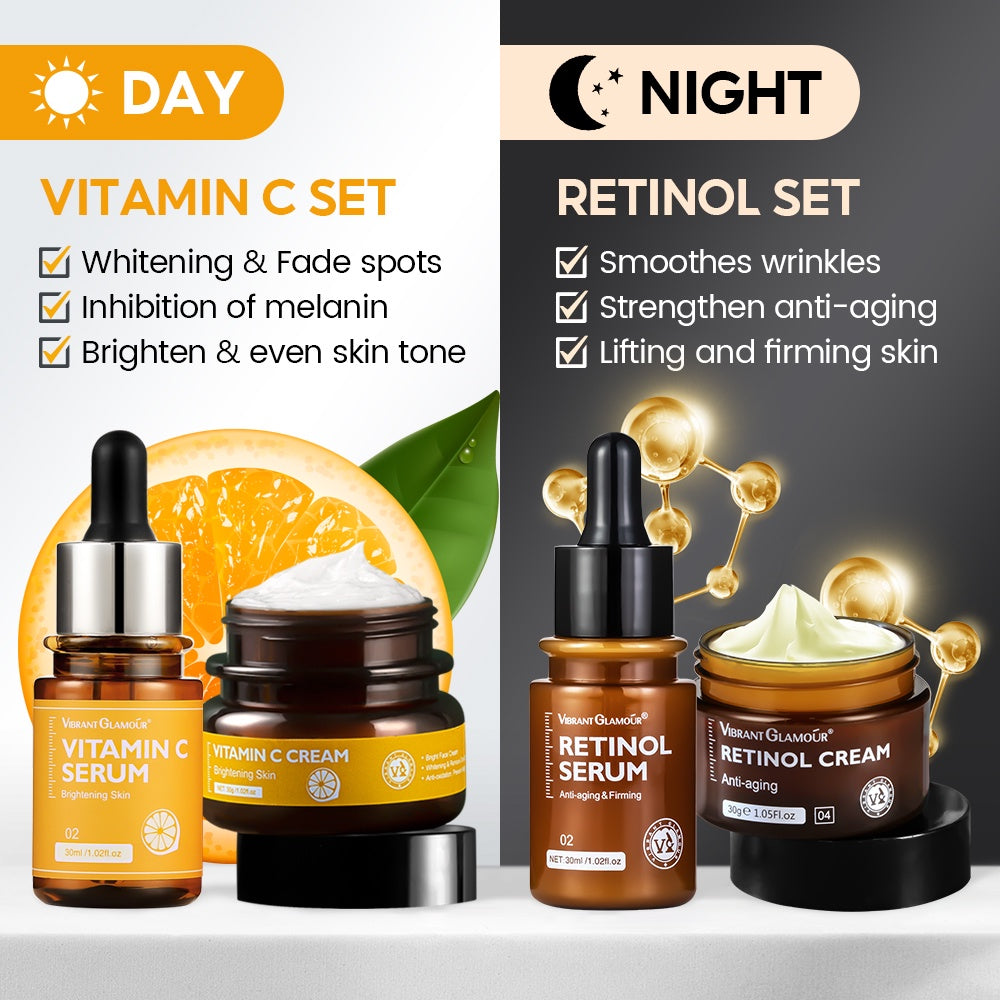 Vibrant Glamour Anti-aging Skin Care set - Retinol Cream, Serum FDA 2.5% Retinol + Hyaluronic, Shea Butter